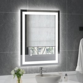 USHOWER 28 x 36in LED Bathroom Mirror Anti-fog Wall Vanity Touch Makeup Mirror w/ Light
