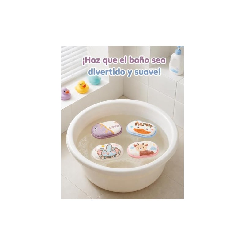 4 Esponja De Baño Para Bebe De Algodón, 15 X