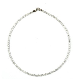 Rock Crystal Jewellery Necklace Quartz Crystal Beads Faceted Size Approx. 4 mm Clasp 925 Sterling Silver Model Number 7055, Gemstone, Crystal