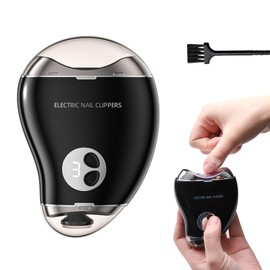 Electric Nail File with Light-2 in 1 Nail Scissors- Electric Nail Trimmer with Brushes- 3-Speed LCD Digital Display Electric Nail File for Adult Seniors Baby