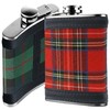 Scottish Tartan 6oz Hip Flask for Men - PU Leather