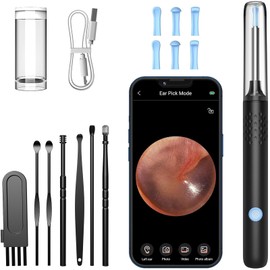 PZCC PZCC Smart WiFi Otoscope - Ear Wax Removal Kit with 1080P HD Camera, IP67 Waterproof Lens, 30fps Image Transmission, 1.4-2cm Focus, Safe for Kids, Adults & Elderly, Family-Friendly Ear Cleaning Kit