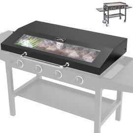 Upgrade Hinged Lid for Blackstone 36" Omnivore Griddle Hood, 5856 Visualized Glass Hard Cover/Clear View Lid for Blackstone 2210 1554 2177 etc. 36" Omnivore Flat Top Griddle Accessories w/Thermometer