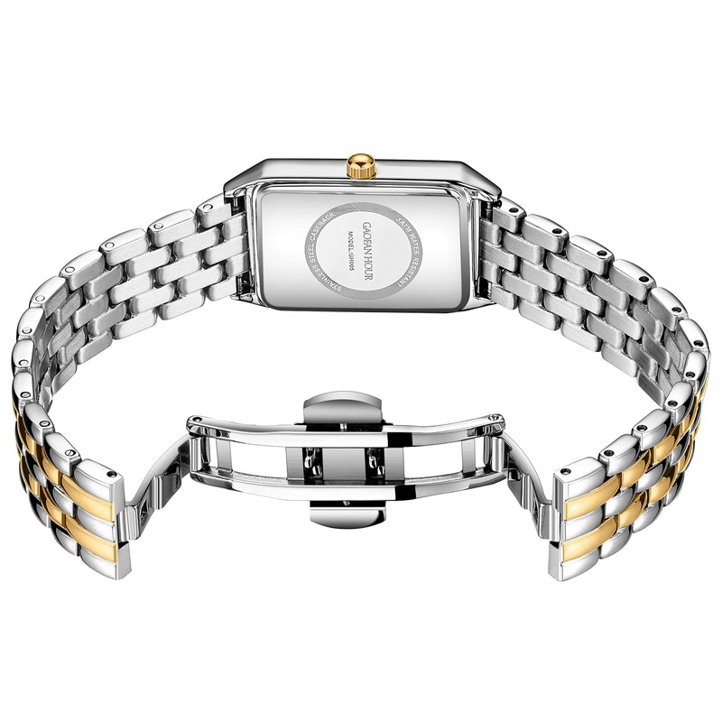 GAOFAN HOUR Gold Watches for Women with Vintage Rectangular Case,White