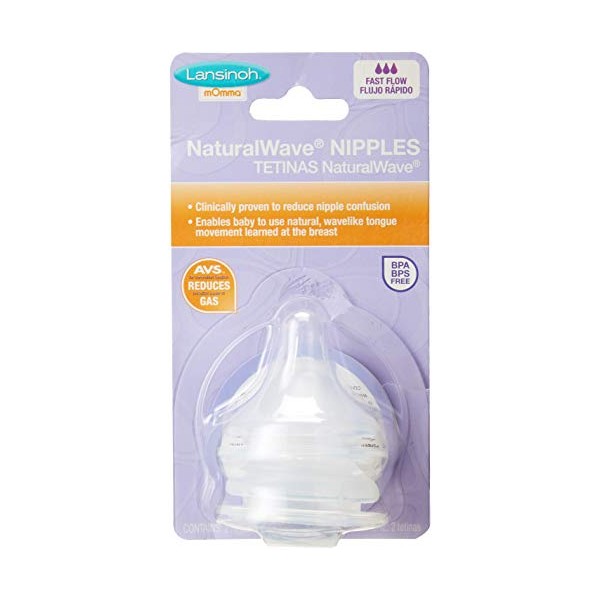Lansinoh Natural Wave Fast-Flow Nipples (6 Counts)