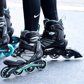 Rollerblade Zetrablade Women's Adult Fitness Inline Skate, Black and Light Blue, Performance Inline Skates