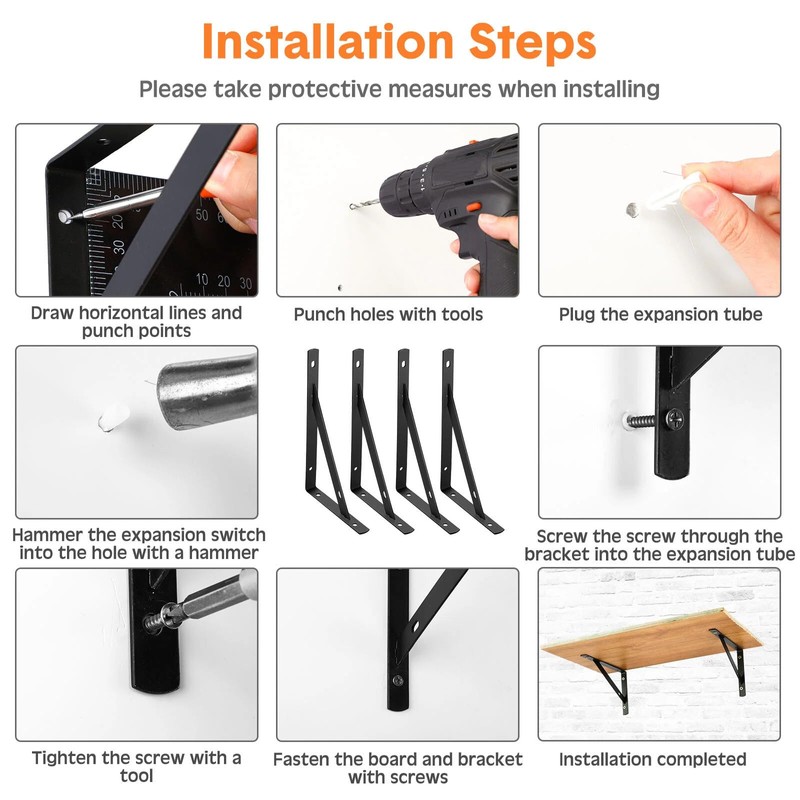 Nuogo 40 Pack Heavy Duty Shelf Brackets Bulk Metal Floating