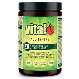 Vital All in One Daily Health Supplement 120GM | Vital Greens, Vegan, 70 Vital Ingredients - Vitamins, Minerals, Greens, Cultures, Digestive Enzymes, Vegetables