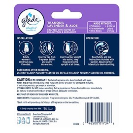 Glade PlugIns Refills Air Freshener, Scented and Essential Oils for Home and Bathroom, Tranquil Lavender & Aloe, 1.34 Fl Oz, 2 Count | Glade