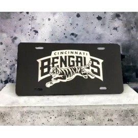 Unbranded Cincinnati Bengals. Laser Engraved License Plate, Black Metal Car Tag.