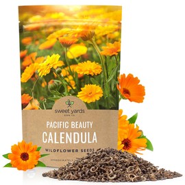 SWEET YARDS Calendula Pacific Beauty Mix C Bulk Quarter Pound Bag C Over 12,000 Open Pollinated Non-GMO Wildflower Seeds C Calendula officinalis