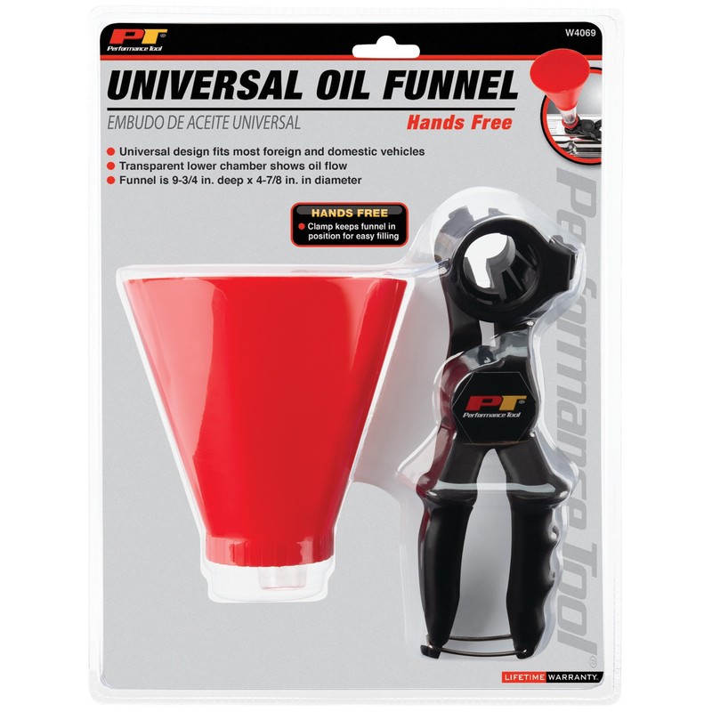 Performance Tool W4069 Hands-Free Funnel with Clamp - Prevents Spills,