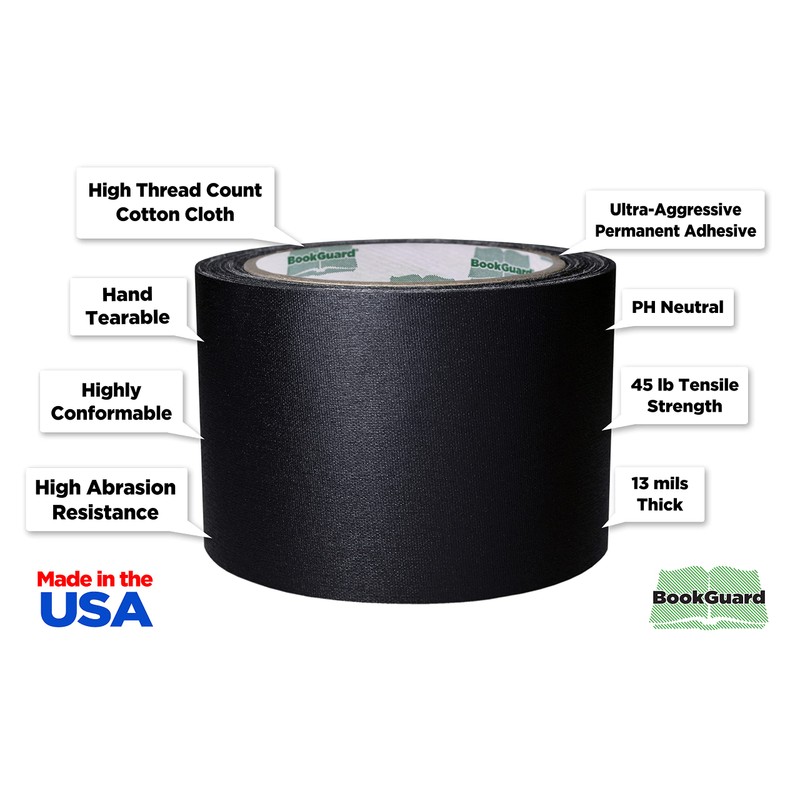 BookGuard 3 inch Premium Bookbinding Repair Cloth Tape, 15 Yard