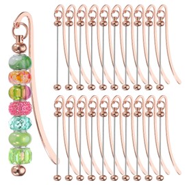 PATIKIL Beadable Bookmarks, 20 Pcs Beaded Bookmark DIY Metal Blank Bar Bulk for Bookmark DIY Making Craft, Beading Pendant Charm, Rose Gold