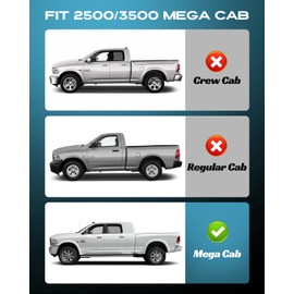 Car Floor Mats for Dodge Ram: 2010-2018 for Ram HD 2500/3500 Mega Cab All Weather Carpet Liners, Heavy Duty Custom Fit Rubber Classic Mats, Front & Rear Full Set Waterproof Anti-Slip Truck Accessories