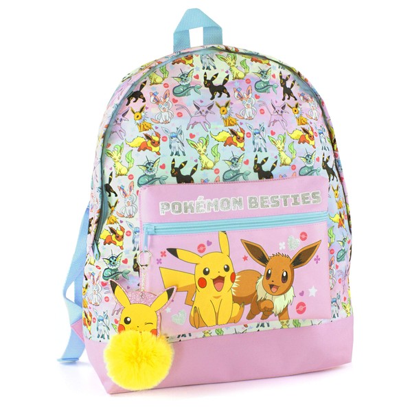 Pokemon Glitter School Backpack | Eevee Besties Design | Dream Bag for Fun & School | Spacious Compartments