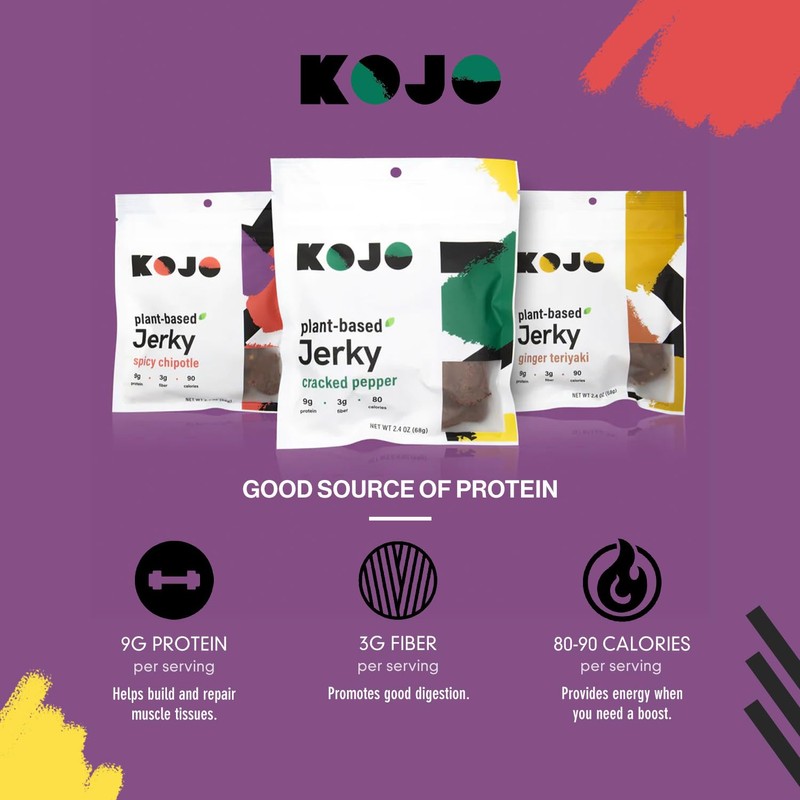 Kojo - Plant-Based Vegan Jerky Variety Pack - Cracked Pepper,