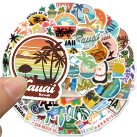 50pcs Hawaii Beach Turtle Stickers, Tropical Style Colorful Sea Turtle Vinyl Waterproof Stickers for Water Bottle Laptop Luggage Helmet Skateboard Snowboard Guitar Scrapbook Phone Gifts 2