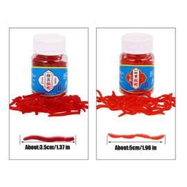 200 Pcs Fishing Soft Lure Trout Worm Earthworm Bait Lifelike Fake Bloodworm 1.2-1.9 in Power Bait Fresh Water Fishing Bait (2 Styles with Their Own Fishy Aroma)