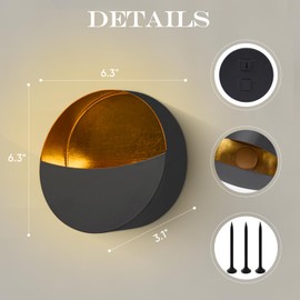 Black Wall Candle Holder Set of 2 with Gold Leaf Interior, Metal Wall Candle Sconces, Vintage Style Wall Decor for Living Room, Bedroom, and Dining Room