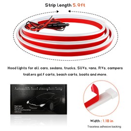 NYTKL Car Hood Light Strip, 71 Inches Flexible DRL Dynamic Scan Start up Hoodbeam Kit, Waterproof 12V LED Headlight Strips Engine Cover Decoration, Exterior Car Accessories