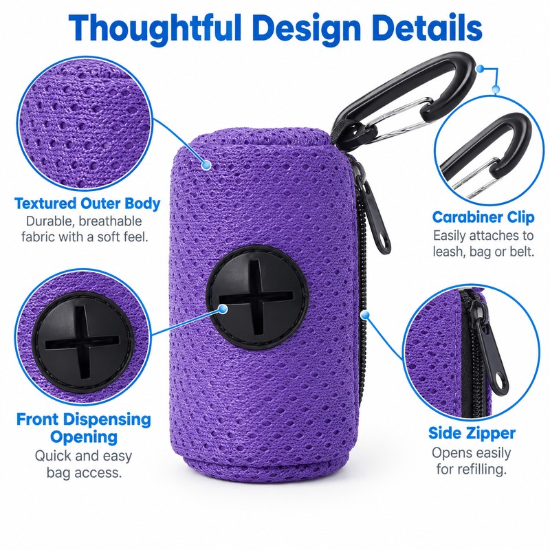 Dog Poop Bag Dispenser for Walking – Compact Leash Clip