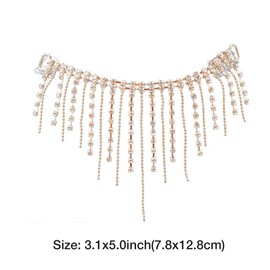 2 Pieces Rhinestone Tassel Chain Crystal Bling Diamante Diamond Trim Ribbon Fringe Chain for Shoes DIY Garment Sewing Craft Accessories