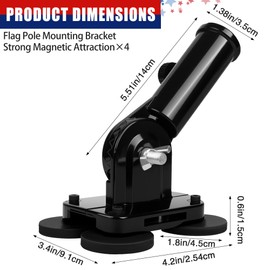 Xiuouix Magnetic RV Flag Pole Holder for 5th Wheel Hitch - Tool-Free Installation, 180° Adjustable Angle, Heavy-Duty & Weatherproof, Compatible with Camper, Trailer Adventures, Truck (1, Black)