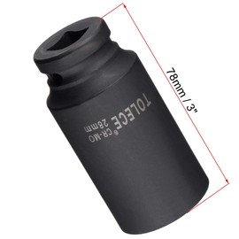 TA-VIGOR 12-Point Deep Impact Socket, 1/2-Inch Drive 28mm Metric Spindle Axle Nut Socket Driver Wrench, Durable CR-MO Steel 78mm Length Nut Impact Socket for Auto Repair Easy Removal