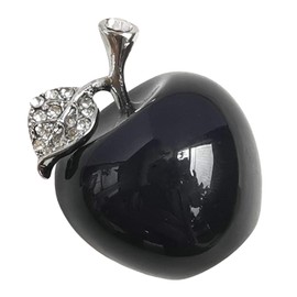 Manekieko Natural Black Obsidian Apple Crystals and Healing Stones Collectibles, 3 cm Healing Crystal Figure Sculpture Home Ornament Wedding Decoration