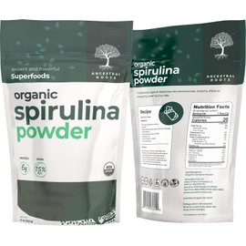 Ancestral Roots - Organic Spirulina Powder (5 oz) USDA Certified Vegan Spirulina Powder I 100% Pure Superfood for Optimal Health & Immune Support.
