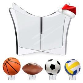 Basketball Stand Display & Holder – Non-Slip Mount Soccer Ball Stand Display with Acrylic Design for Sports Memorabilia & Trophy Showcase – Fits Basketball, Football, Volleyball, Rugby & Room Decor