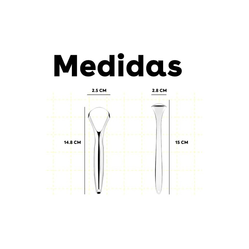 BEE VIBES Raspador de Lengua Acero Inoxidable 2 Piezas con