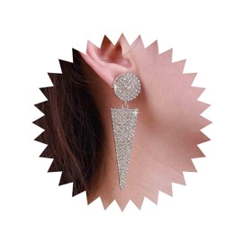 Aneneiceera Vintage Crystal Triangle Drop Earrings Gold CZ Disc Coin Earrings Full Rhinestone Triangle Earrings Geometric Earrings Jewellery for Women and Girls (Gold), Metal