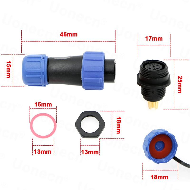 Uonecn SP13 IP68 5 Pin Waterproof Plug Socket Aviation Plug