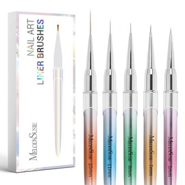 MelodySusie Nail Art Liner Brushes 5Pcs Professional Gel Polish Painting Art Design Pen Set for Thin Long Lines,Tiny Details,Fine Drawing,Delicate Coloring,Gradient Metal Handle - Color: Acrylic Nail Brush Set (3Pcs) - Blue
