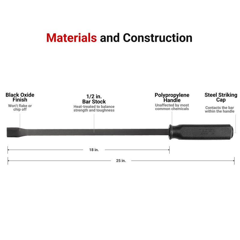 TEKTON 25-Inch Angled Tip Handled Pry Bar with Striking Cap