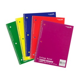 Blue Summit Spiral Notebook, College Ruled, 70 Sheets – 1 Subject, 3 Hole Sheets with Perforation, 5 Color Assortment Notebooks (12 Notebooks)