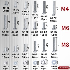 Zmbroll Pan Head Machine Screw #4-40#6-32#8-32 Nuts Bolts Washers Assortment Kit 304 Stainless Steel Electricians Screw,Fully Machine Thread Screws,Phillips Drive Fastener