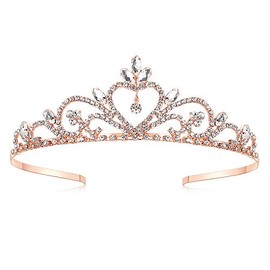 Lovelyshop Princesa Tiara de Boda de Diamantes de Imitación-Oro Rosa