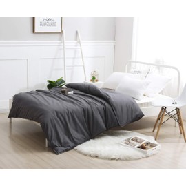 F.Y.Dreams Weighted Blanket Duvet Cover 60x80 inches with 8 Ties,Zipper on Long Side/100% Cotton, Dark Grey/Just Duvet Cover