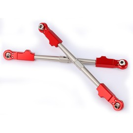 Aluminum Alloy Adjustable Turnbuckle Tie Rod Steering Link with Aluminum Ends for Arrma 1/8 Kraton/Notorious 6S BLX (Red)