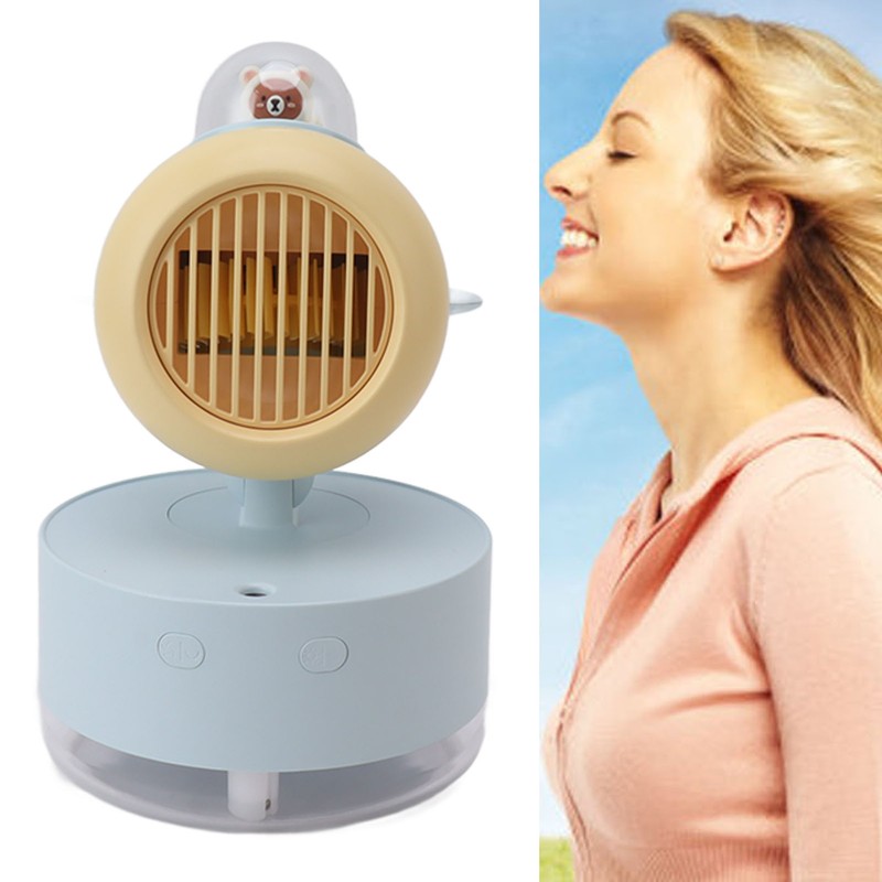 Mini Bear Cooling Fan USB Charging Misting Desktop Fan Table