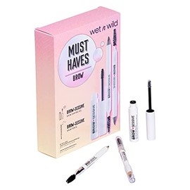 Wet n Wild Kit de cejas imprescindible, lápices de cejas, cepillo de carrete, gel transparente para cejas