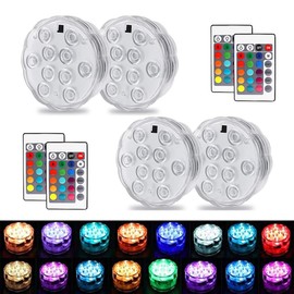 TELIGHTER Submersible LED Lights with Remote Control, 16 Colors Changing Waterproof LED Tea Lights, Pool lamp Battery Operated Underwater Pond Lights for Aquarium Garden Wedding Party (4- Pack White)