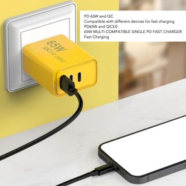 Annadue Fast Charger USB-C Male 3-Port USB-C Charger Plug 65W Type C Power Supply USB C Wall Charger for Galaxy S23 for IOS Series 15/14/13/12 Phones for Pro 16 etc