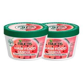 Kit Garnier Fructis Hair Food Sandía 2 Pack de Mascarilla Revitalizante, Ideal Para Pelo Dañado. Crema Para Peinar.