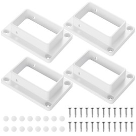 Canomo 2″ x 3.5″ White Vinyl Fence Brackets with Screws for Decking Railing and Vinyl Fencing Panel to Post Connection, 4 Packs