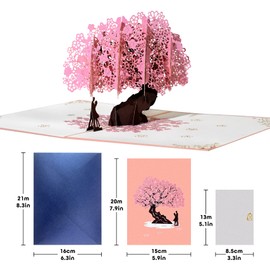 GREETING ART Wedding Card Anniversary Card,Cherry Blossom Pop Up Card,8x6 - 3D Greeting Card, Cherry Tree Pop Up Card,Valentine Card,Pop Up Birthday Card for Couple,Her,Him,Husband, Wife, Girlfriend, Boyfriend