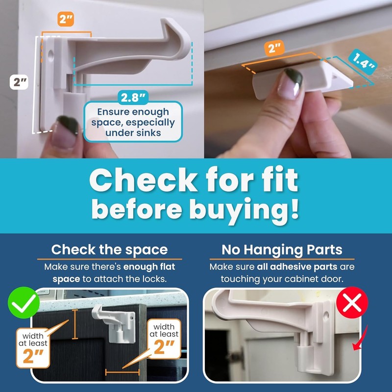 Upgraded Invisible Baby Proofing Cabinet Latch Locks (10 Pack) -